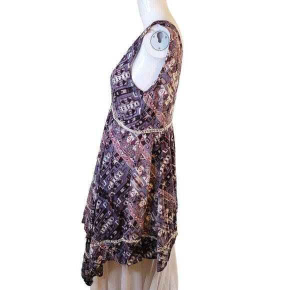 BB Dakota Small Dress women crochet keyhole sheer lining flowy midi sheath - Picture 3 of 13